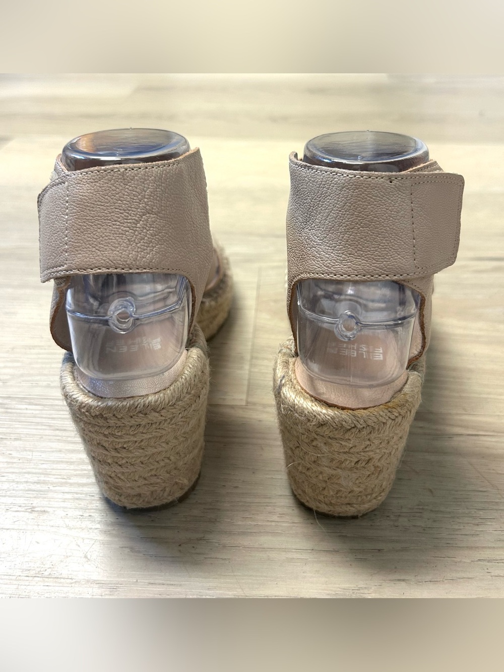 Eileen Fisher Sandals Willow Espadrille Sz 6 Tumbled Leather Wedge nude pink - Picture 6 of 13
